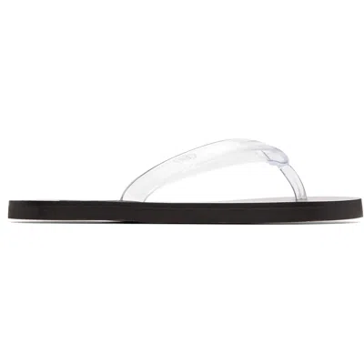 Ancient Greek Sandals Transparent & Black Saionara Jelly Flip-flops In White