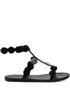 Ancient Greek Sandals Triton Circle-embellished Flat Sandals In Black