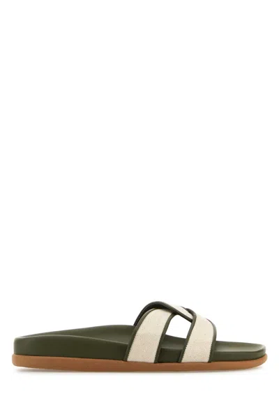 Ancient Greek Sandals Two-tone Canvas Desmos Slippers In Neutral