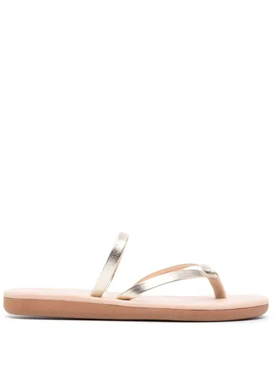 Ancient Greek Sandals Vachetta Leather Flip Flops In Metallic