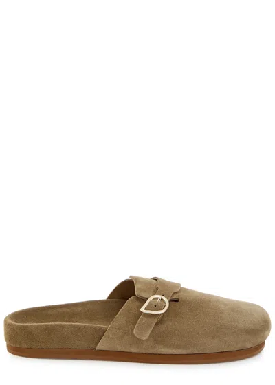 Ancient Greek Sandals Vasilista Suede Mules In Green