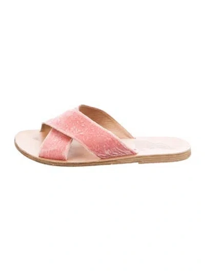 Pre-owned Ancient Greek Sandals Velvet Slides In Neutrals/pink