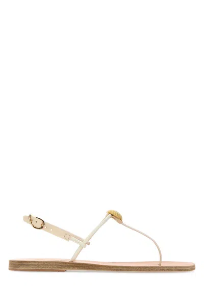 ANCIENT GREEK SANDALS WHITE LEATHER DIMITRA THONG SANDALS