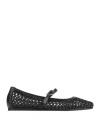 Ancient Greek Sandals Woman Ballet Flats Black Size 8 Cowhide In Black