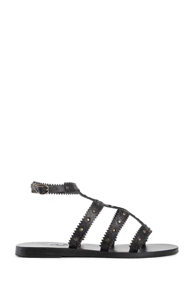 Ancient Greek Sandals Woman Black Sandals & Slides