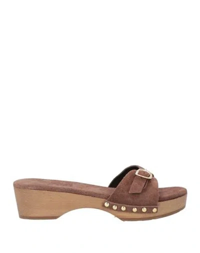 Ancient Greek Sandals Woman Mules & Clogs Chocolate Brown Size 8 Textile Fibers
