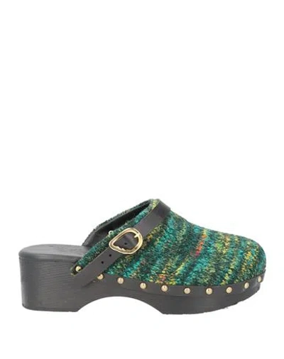 Ancient Greek Sandals Woman Mules & Clogs Emerald Green Size 7 Textile Fibers In Multi