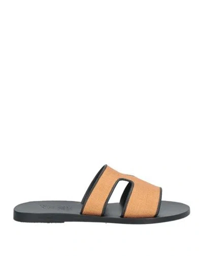 ANCIENT GREEK SANDALS ANCIENT GREEK SANDALS WOMAN SANDALS APRICOT SIZE 8 LEATHER, NATURAL RAFFIA