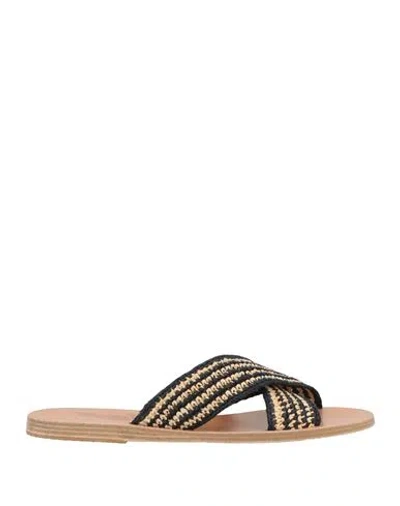 Ancient Greek Sandals Woman Sandals Beige Size 11 Synthetic Material In Black