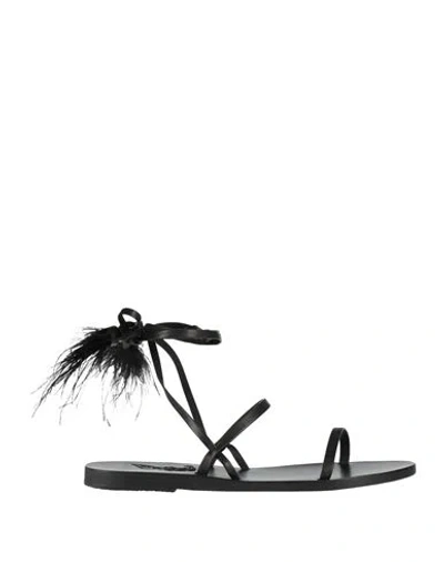 Ancient Greek Sandals Woman Sandals Black Size 8 Leather