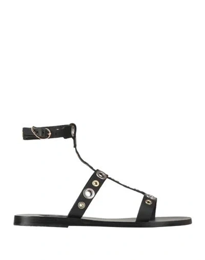Ancient Greek Sandals Woman Sandals Black Size 7 Cowhide