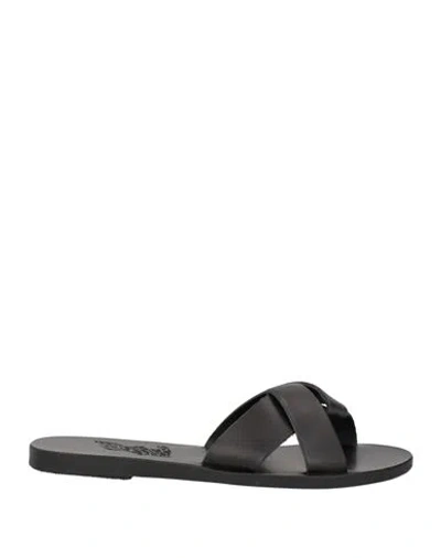 Ancient Greek Sandals Woman Sandals Black Size 8 Leather