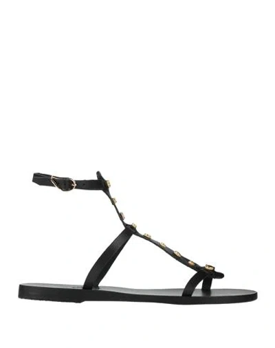 Ancient Greek Sandals Woman Sandals Black Size 8 Cowhide