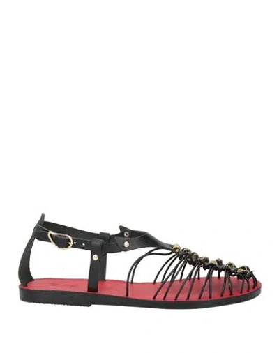 Ancient Greek Sandals Woman Sandals Black Size 8 Cowhide
