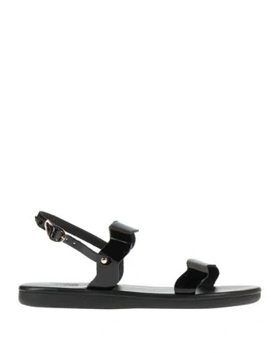 Ancient Greek Sandals Woman Sandals Black Size 8 Leather