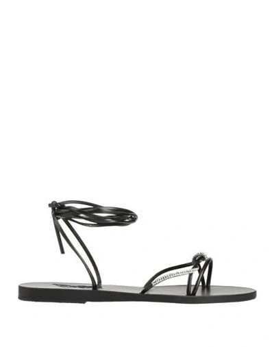 Ancient Greek Sandals Woman Sandals Black Size 10 Textile Fibers