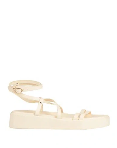 Ancient Greek Sandals Woman Sandals Cream Size 11 Cowhide In White