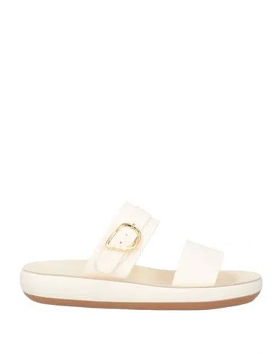 Ancient Greek Sandals Woman Sandals Cream Size 7 Soft Leather In White