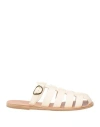 Ancient Greek Sandals Woman Sandals Cream Size 8 Leather In White