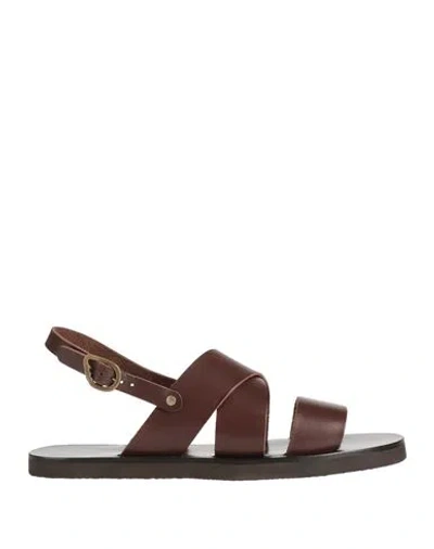 Ancient Greek Sandals Woman Sandals Dark Brown Size 11 Leather In Multi