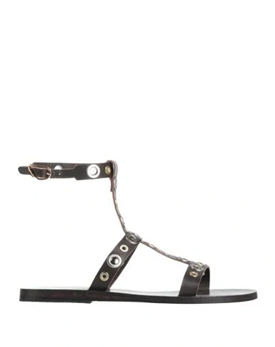 Ancient Greek Sandals Woman Sandals Dark Brown Size 8 Cowhide