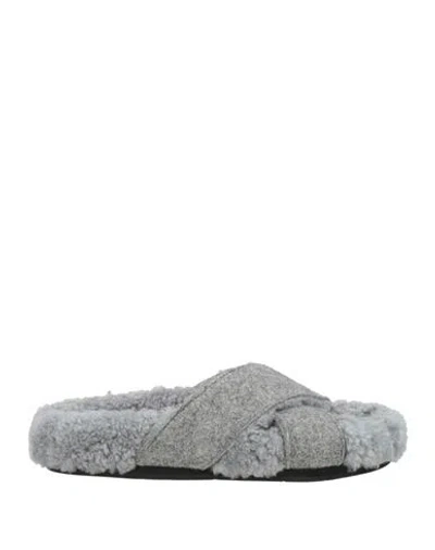 Ancient Greek Sandals Woman Sandals Grey Size 7 Textile Fibers, Shearling In Gray