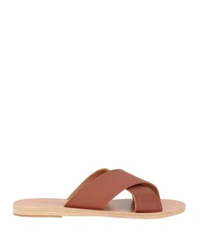Ancient Greek Sandals Woman Sandals Light Brown Size 6 Cowhide In Multi