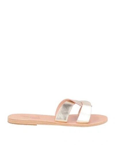 Ancient Greek Sandals Woman Sandals Platinum Size 8 Cowhide In Multi
