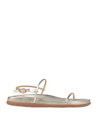 Ancient Greek Sandals Woman Sandals Platinum Size 8 Synthetisches Material In Gray