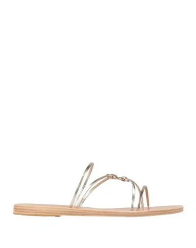 Ancient Greek Sandals Woman Sandals Platinum Size 8 Textile Fibers In Grey
