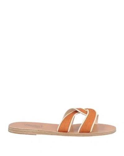 Ancient Greek Sandals Woman Sandals Rust Size 11 Textile Fibers In Red
