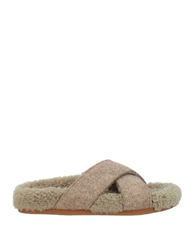 Ancient Greek Sandals Woman Sandals Sand Size 7 Textile Fibers, Shearling In Brown