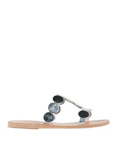 Ancient Greek Sandals Woman Sandals Silver Size 7 Leather