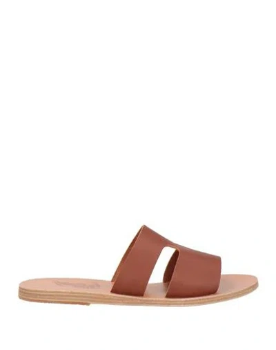 Ancient Greek Sandals Woman Sandals Tan Size 7 Leather In Brown