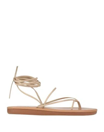 Ancient Greek Sandals Woman Thong Sandal Beige Size 7 Textile Fibers