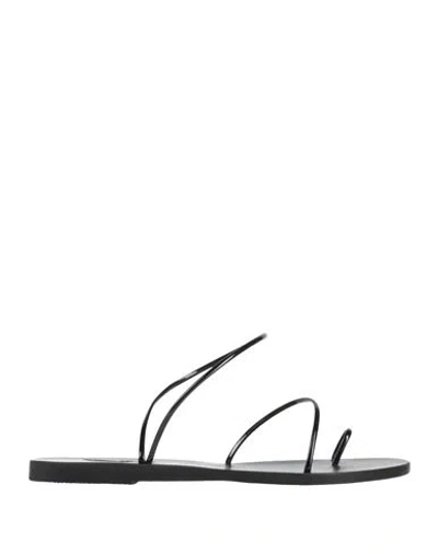 Ancient Greek Sandals Woman Thong Sandal Black Size 6 Textile Fibers