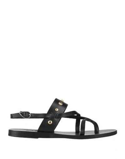 Ancient Greek Sandals Woman Thong Sandal Black Size 7 Cowhide