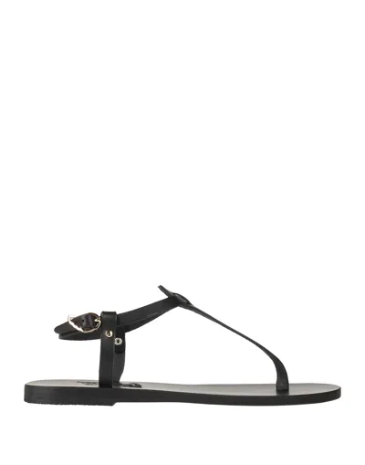 Ancient Greek Sandals Toe Strap Sandals In Black