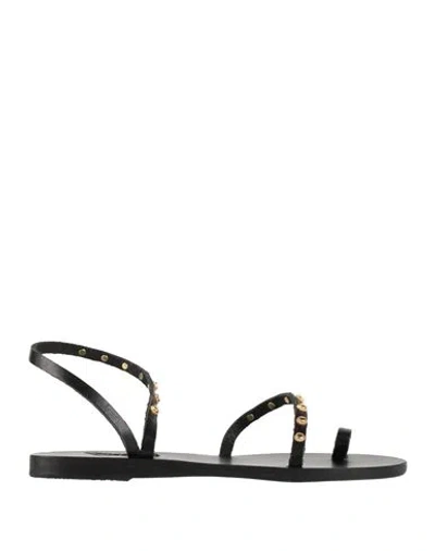 ANCIENT GREEK SANDALS ANCIENT GREEK SANDALS WOMAN THONG SANDAL BLACK SIZE 7 COWHIDE