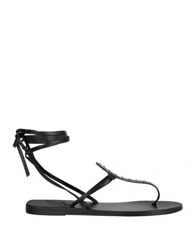Ancient Greek Sandals Woman Thong Sandal Black Size 7 Leather