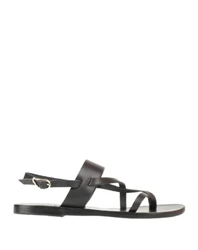 Ancient Greek Sandals Woman Thong Sandal Black Size 7 Leather