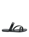 Ancient Greek Sandals Black Leather Daphnae Thong Slippers In Black