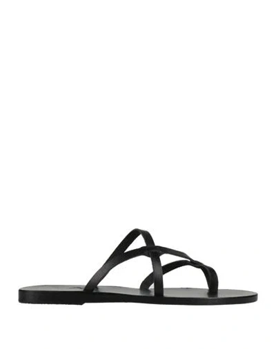 Ancient Greek Sandals Woman Thong Sandal Black Size 8 Cowhide