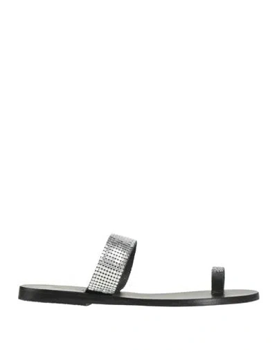 Ancient Greek Sandals Woman Thong Sandal Black Size 8 Leather