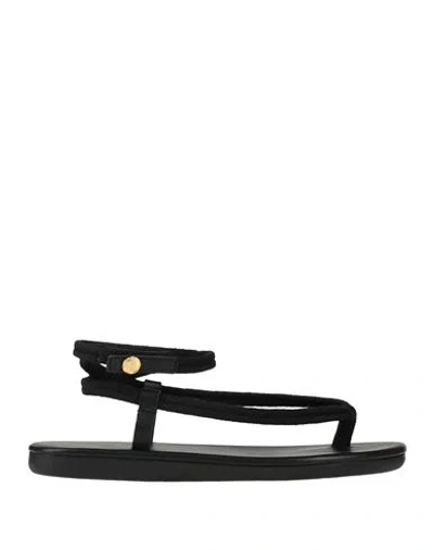 Ancient Greek Sandals Woman Thong Sandal Black Size 8 Textile Fibers