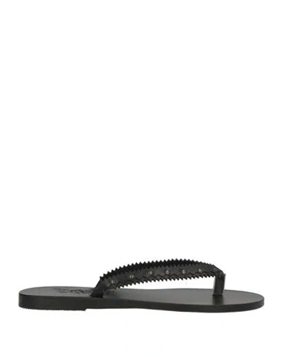 Ancient Greek Sandals Woman Thong Sandal Black Size 9 Cowhide