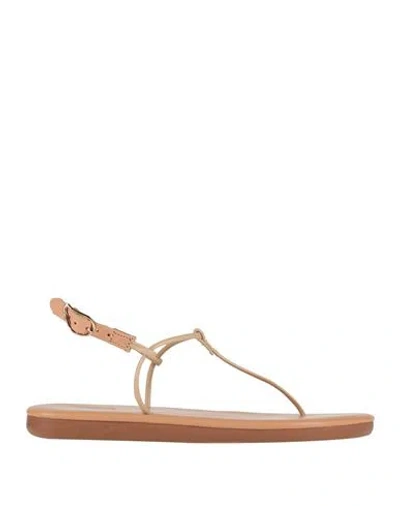 Ancient Greek Sandals Woman Thong Sandal Blush Size 6 Soft Leather, Textile Fibers In Orange