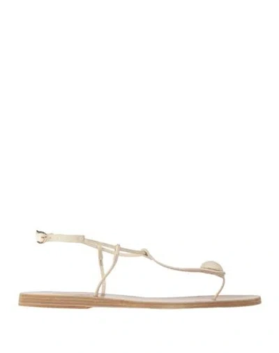 Ancient Greek Sandals Woman Thong Sandal Cream Size 8 Leather In White