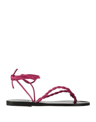 Ancient Greek Sandals Woman Thong Sandal Fuchsia Size 8 Leather In Pink