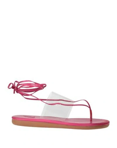 Ancient Greek Sandals Woman Thong Sandal Fuchsia Size 8 Leather, Plastic